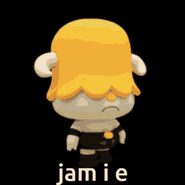 a cartoon character with a yellow hair and the name jamie