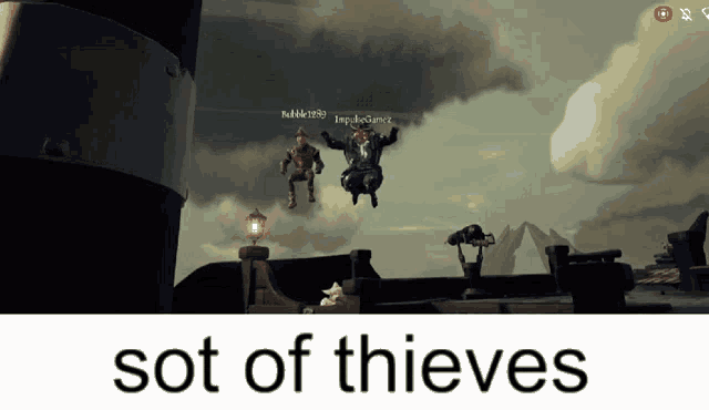 a screenshot of a video game with the words sot of thieves