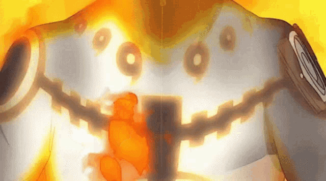 a close up of a cartoon character 's chest with a few holes in it