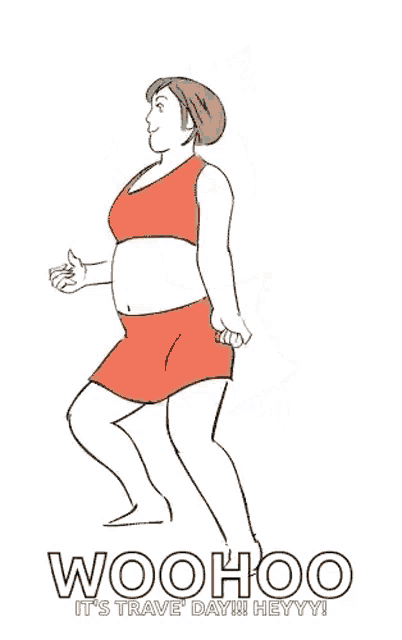 a cartoon of a woman carrying another woman on her back with the words woohoo it 's trave day