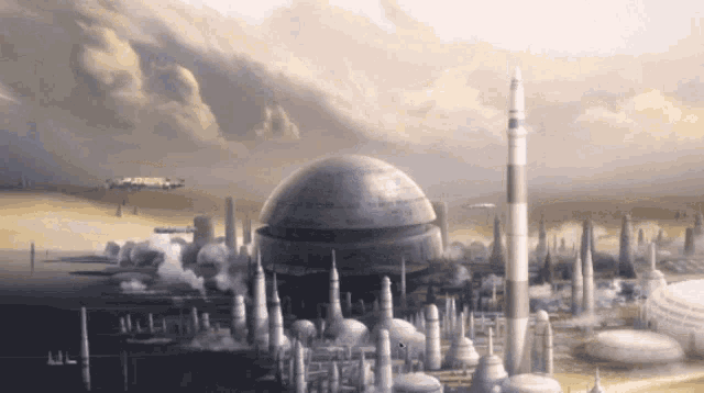 an artist 's impression of a futuristic city