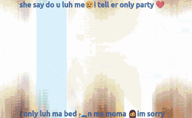 a blurry picture of three princesses with the caption she say do u luh me