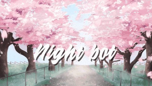 a painting of cherry blossoms with the words night boy
