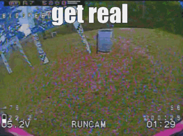 a video of a person running in a field with the words get real on the bottom