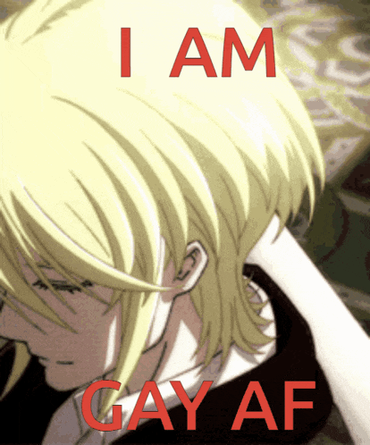 a picture of a person with the words i am gay af