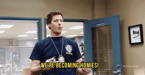 a man in a police uniform says we 're becoming homies