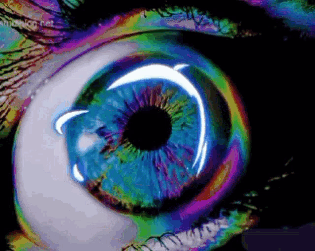 a close up of a person 's eye with a blue iris