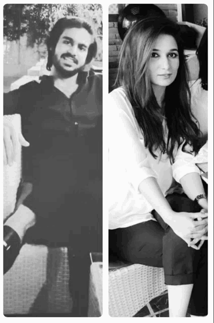 a man and a woman are sitting next to each other in a black and white photo