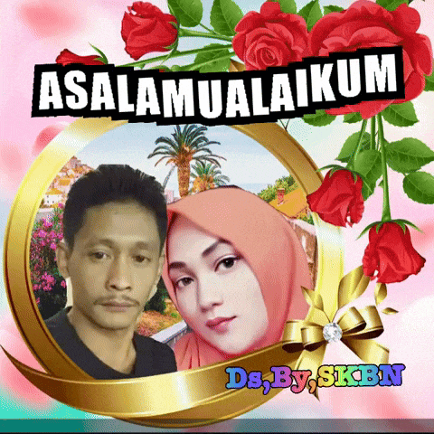 a man and a woman are surrounded by red roses and the words assalamualaikum
