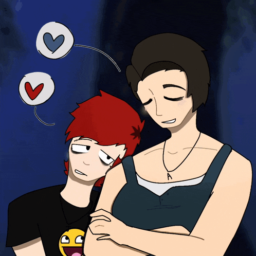 a cartoon drawing of a man and a woman with a heart in the background