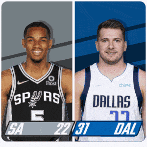 two basketball players one from the spurs and one from dallas