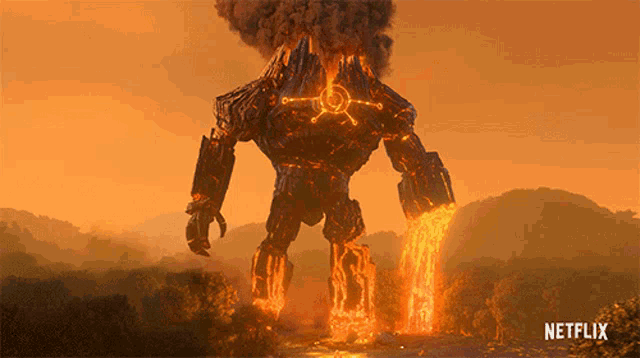 a netflix ad shows a robot made of lava and smoke