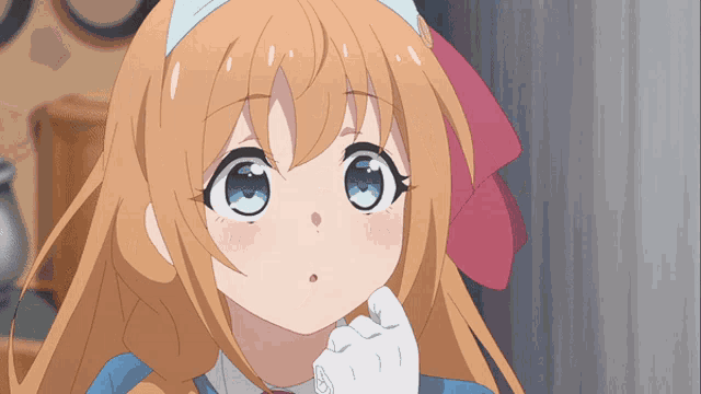 a girl with long blonde hair and blue eyes is looking up