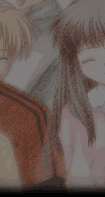 a drawing of a boy and a girl with the girl wearing a pink shirt