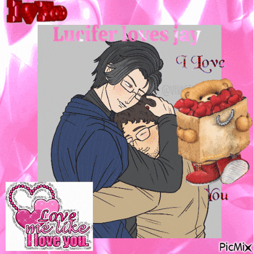 a picture of two men hugging with the words love me like i love you on it