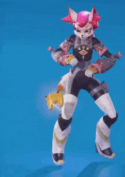 a furry character is holding a sword and a controller