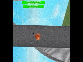 a screenshot of a video game that says ' press to disable walk on walls '
