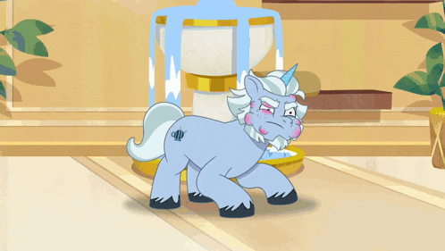 a cartoon of three ponies standing next to each other with one having a purple mane