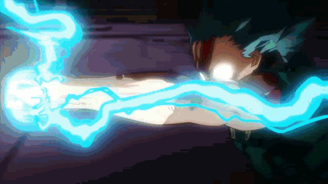 a drawing of a person with a blue lightning bolt coming out of their mouth