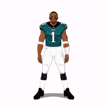 a cartoon drawing of a football player wearing a number 1 jersey