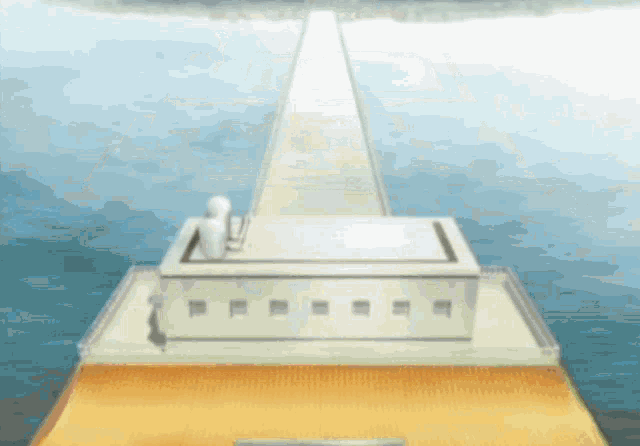 a model of a building in the middle of a lake