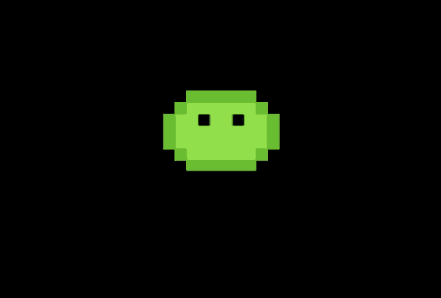 a pixel art of a green object with two black lines on it