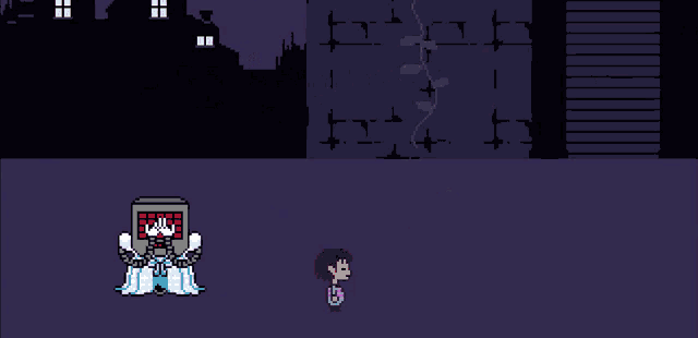 a pixel art scene with the words so sad it 's happening in white letters