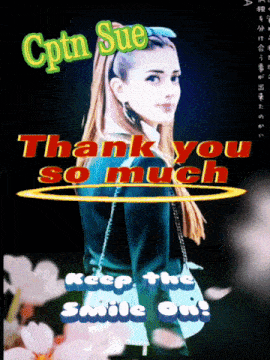 a picture of a girl with the words thank you so much