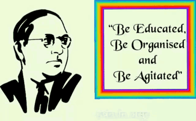 a black and white drawing of a man with the words " be educated be organised and be agitated " below him