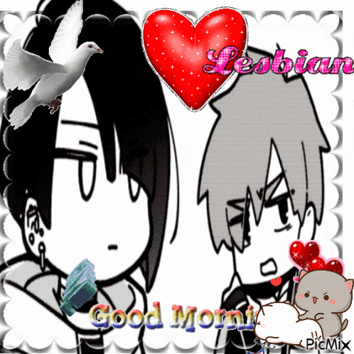 a picture of two anime characters with the words good morning