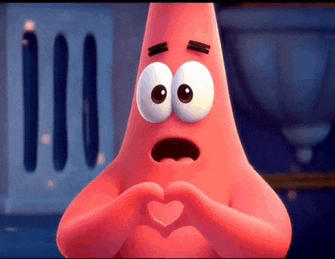 patrick star from spongebob squarepants is making a heart shape with his hands