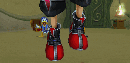 a cartoon character holding a sword and a mickey mouse key