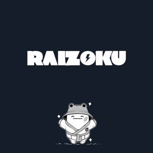a black background with a lightning bolt and the word raizoku on it