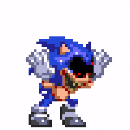 a pixel art of a sonic the hedgehog with a black mask on .
