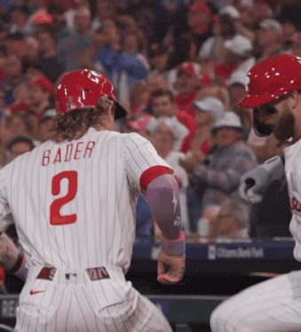 a baseball player with the name bader on his back