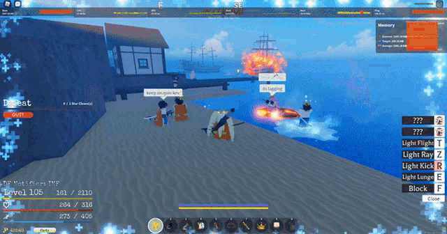 a screenshot of a video game with the word defeat at the bottom