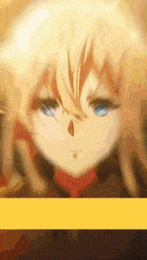 a blurry picture of a blonde anime character with blue eyes