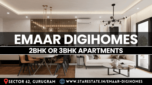 an advertisement for emaar digihomes 2bhk or 3bhk apartments in sector 62 gurugram