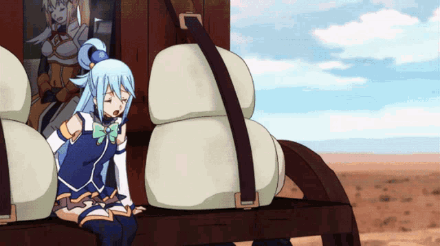 a cartoon of a girl sitting on a bench