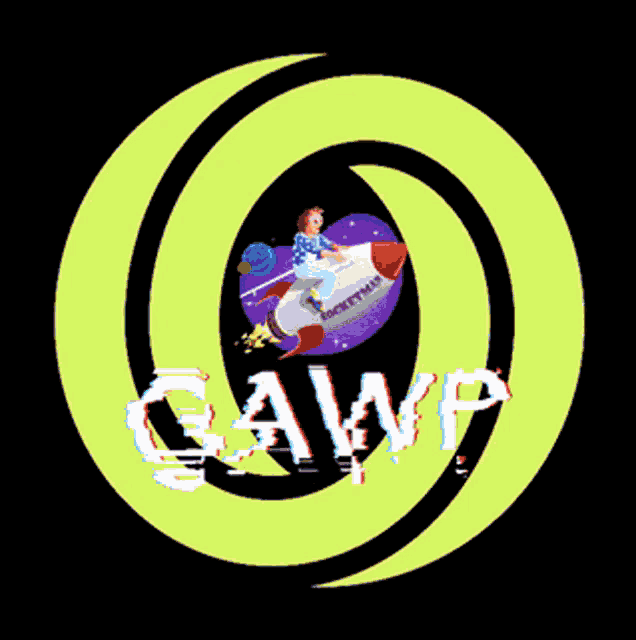 a logo for moon with a person on a rocket in the center