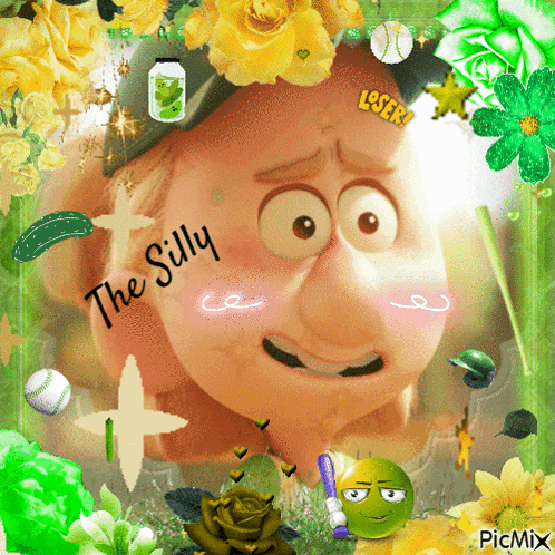 a picture of a cartoon character with the words " the silly " on it