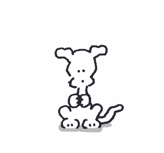 a black and white drawing of a dog with two hearts on its face