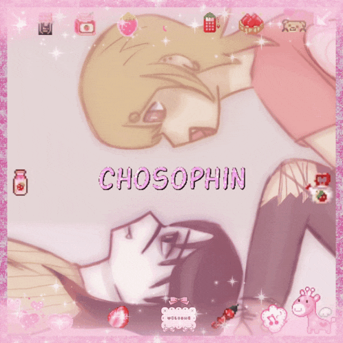 chosophilin is written on a pink background with two people