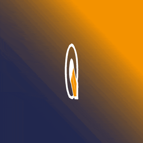a blue and orange background with a white letter g in the middle
