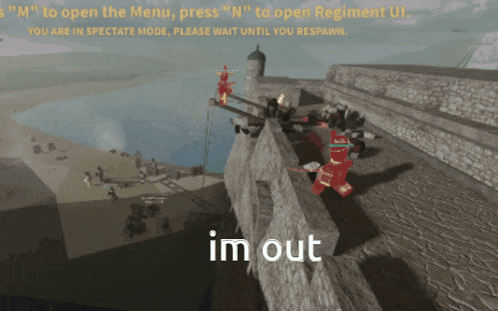 a screenshot of a video game with the words im out