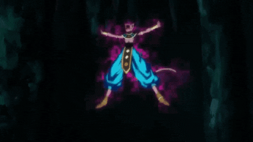 a person is flying through the air in a dark room with a purple background .