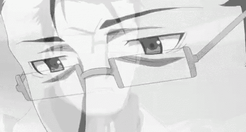 a black and white drawing of a man wearing glasses and a white jacket .