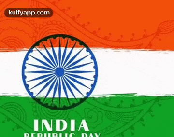 a poster for india republic day shows a wheel on a flag