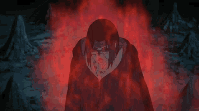a man with a sword is standing in front of a huge monster