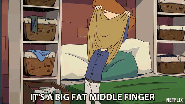 a cartoon says it 's a big fat middle finger on the bottom